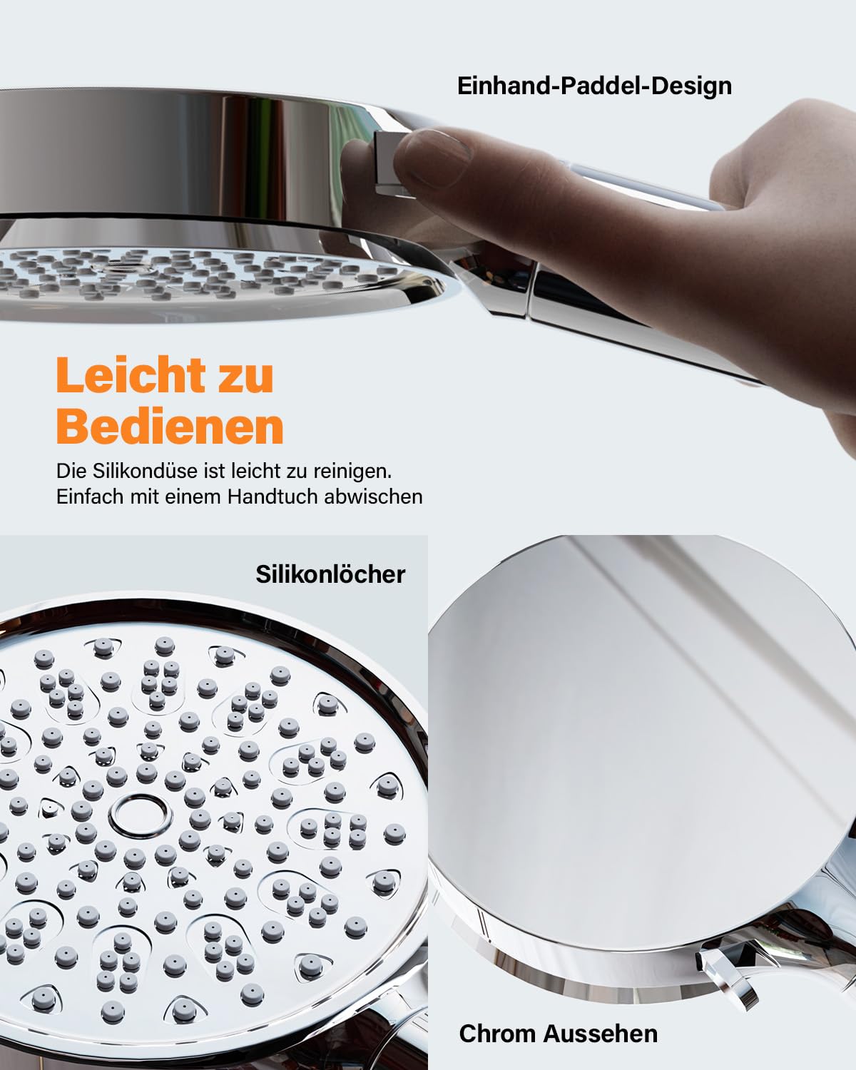Duschkopf mit Filter, Hochdruck Handbrause mit Schlauch, 6 Strahlarten, Wassersparend, 20-Schicht Filtration, Ideal für Hartes Wasser, entfernt Rest-Chlor, Bakterien und Schwermetalle