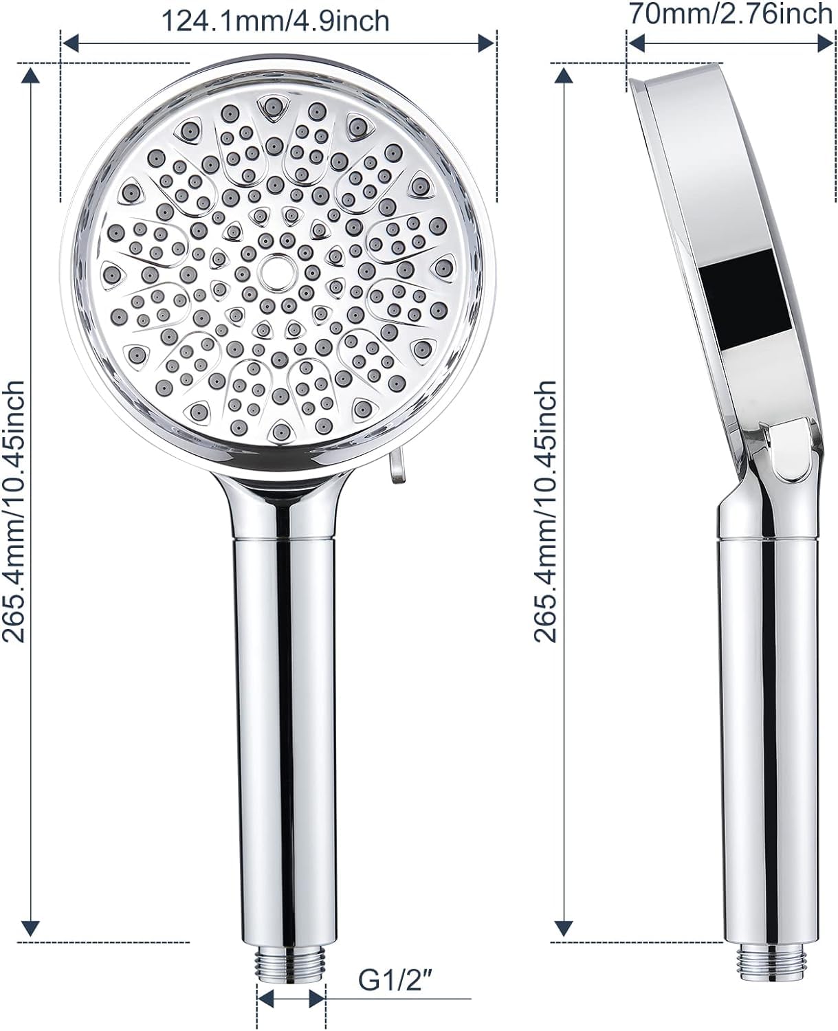 Duschkopf mit Filter, Hochdruck Handbrause mit Schlauch, 6 Strahlarten, Wassersparend, 20-Schicht Filtration, Ideal für Hartes Wasser, entfernt Rest-Chlor, Bakterien und Schwermetalle