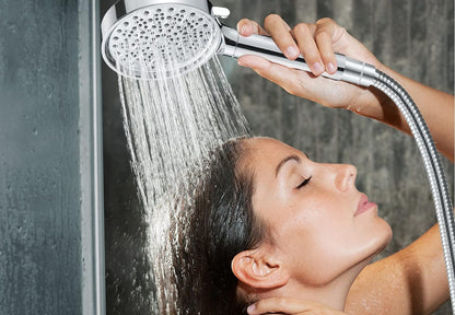 Duschkopf mit Filter, Hochdruck Handbrause mit Schlauch, 6 Strahlarten, Wassersparend, 20-Schicht Filtration, Ideal für Hartes Wasser, entfernt Rest-Chlor, Bakterien und Schwermetalle