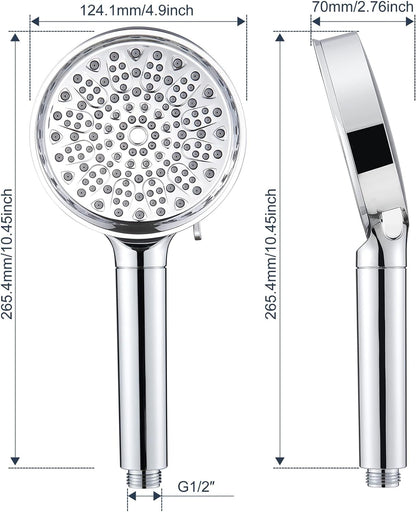 Duschkopf mit Filter, Hochdruck Handbrause mit Schlauch, 6 Strahlarten, Wassersparend, 20-Schicht Filtration, Ideal für Hartes Wasser, entfernt Rest-Chlor, Bakterien und Schwermetalle