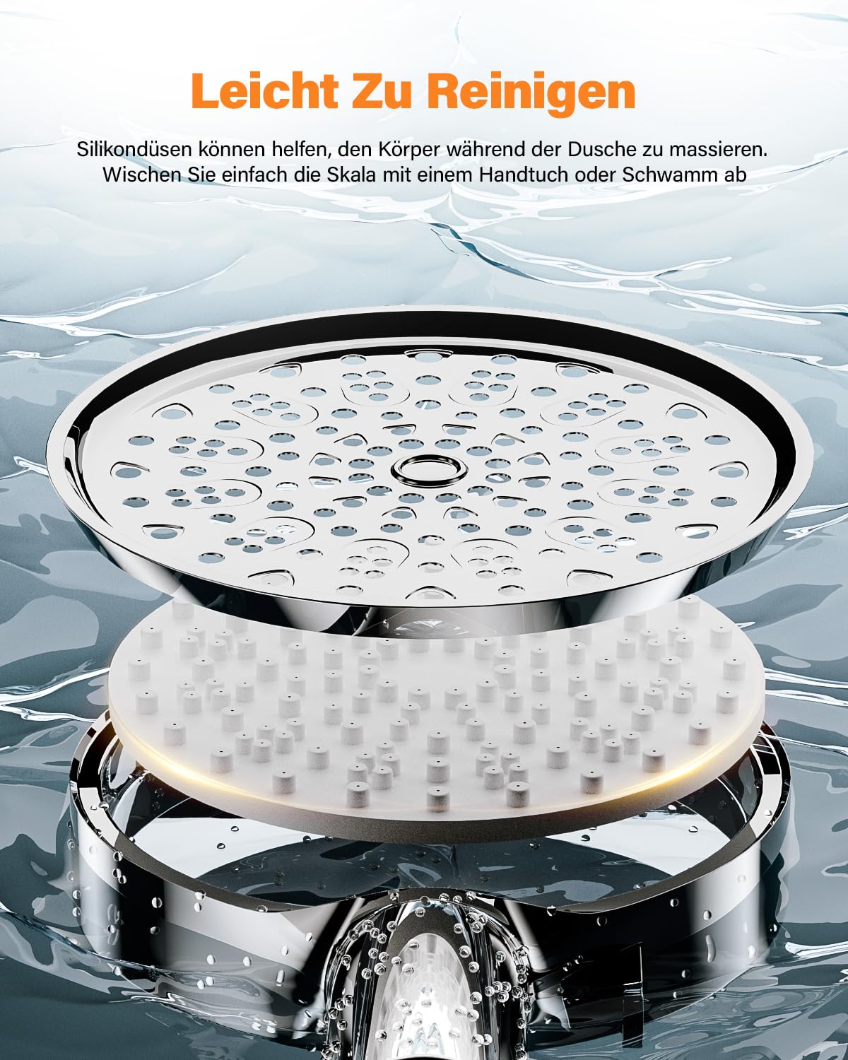 Duschkopf mit Filter, Hochdruck Handbrause mit Schlauch, 6 Strahlarten, Wassersparend, 20-Schicht Filtration, Ideal für Hartes Wasser, entfernt Rest-Chlor, Bakterien und Schwermetalle